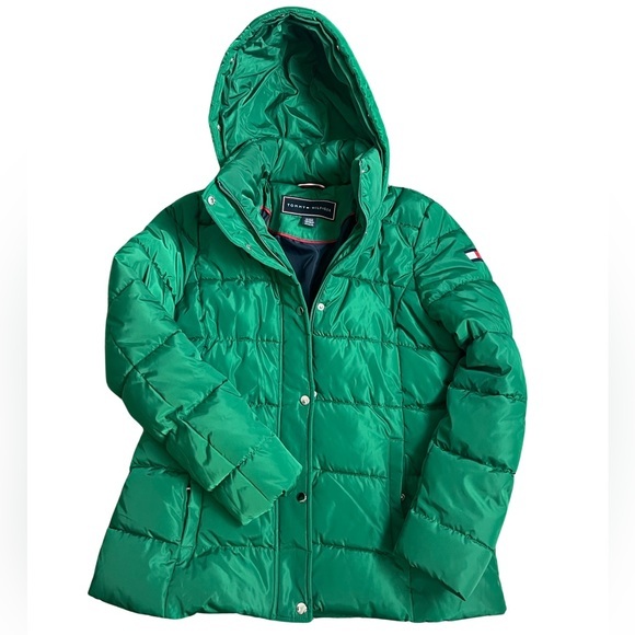 Tommy Hilfiger Women's Quilted Hooded‎ Coat Puffer Pine - Picture 2 of 9